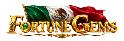 Golden casino logo with Mexican flag background